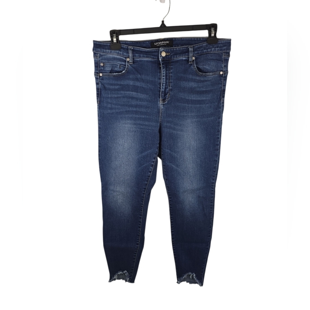 {Liverpool} Women's Dark Blue Frayed Ankle Jeans - Size 16